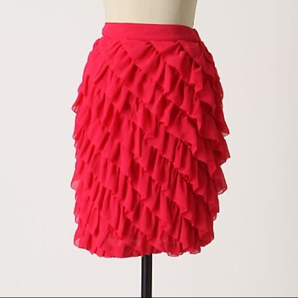 Anthropologie Dresses & Skirts - NWT Anthropologie Odille Hot Pink Ruffle Skirt